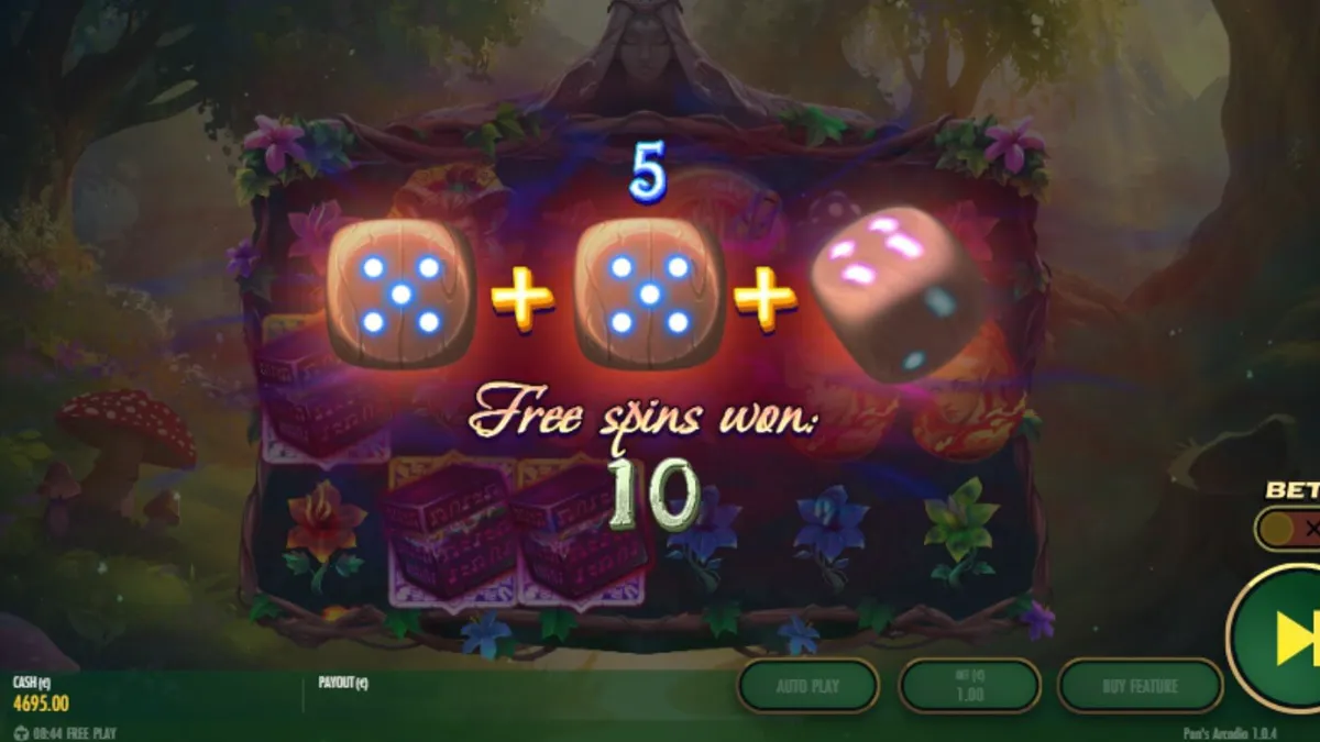 Pemandangan hutan mistis dan simbol mitologi dalam slot Pan’s Arcadia